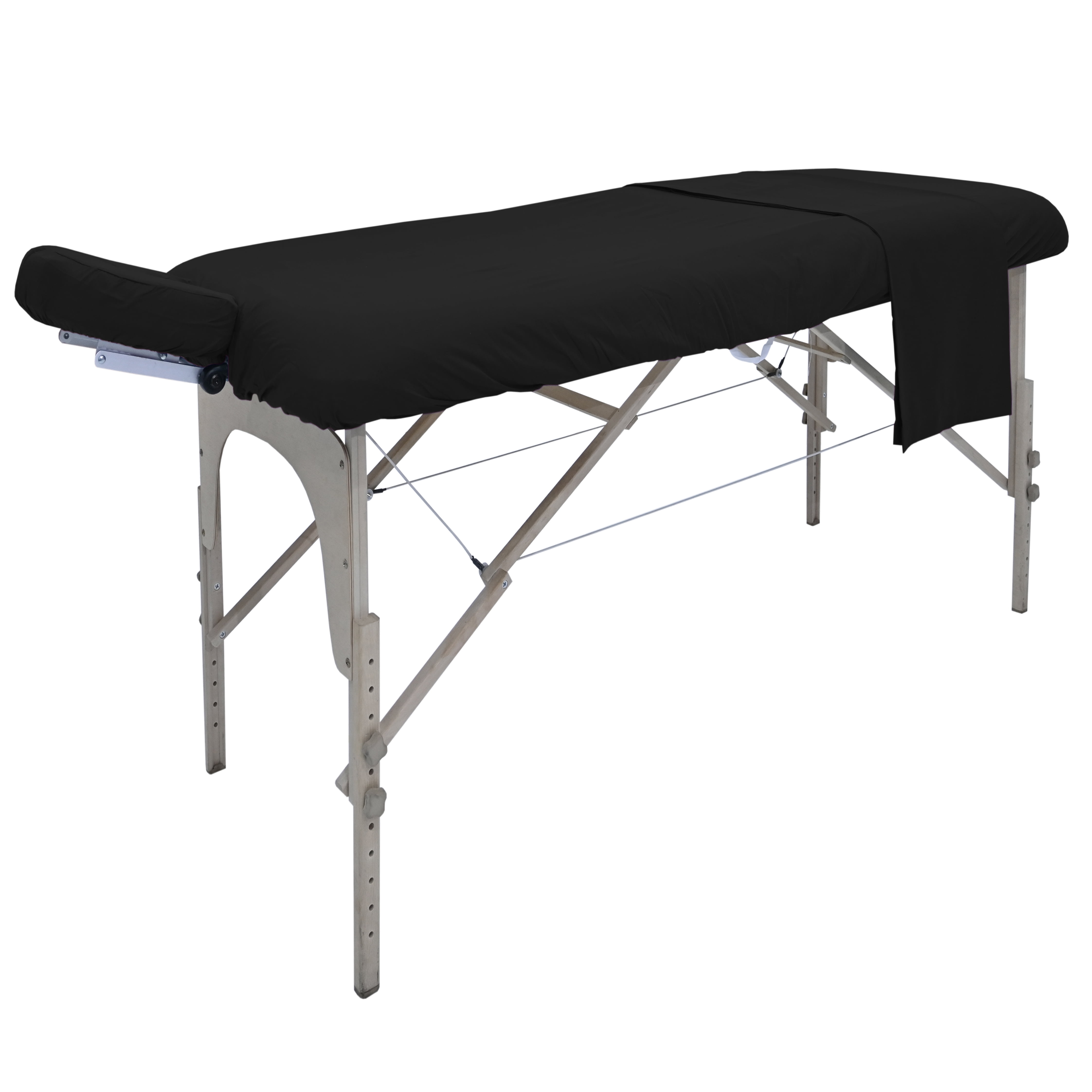 Spa Massage Table Poly Cotton Sheets 3 Pieces Full Set Resistant to Wrinkling, Black