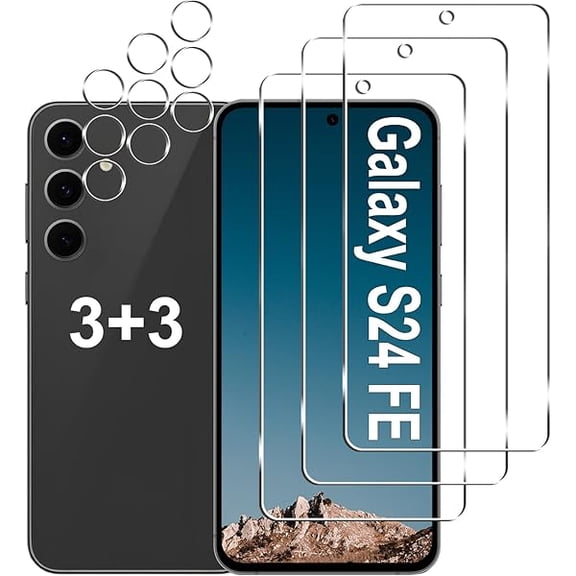can [3 3 Pack] Galaxy S24 FE Screen Protector   Camera Lens Protector, 9H Tempered Glass, Anti Scratch, Easy Installation, Bubble Free, HD Screen Protector for Samsung Galaxy S24 FE 5G
