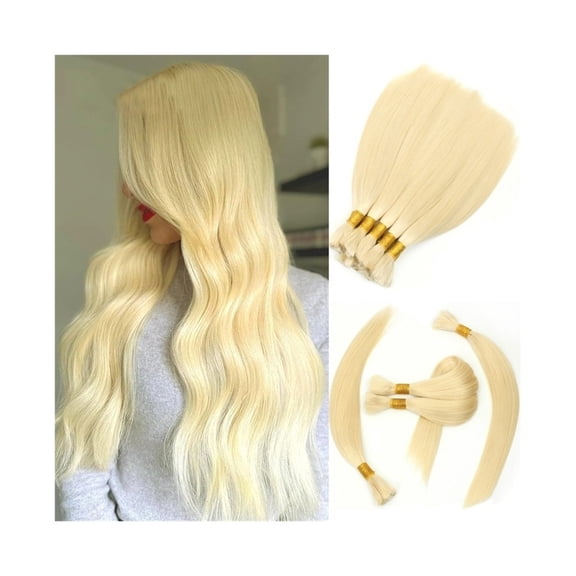 #613 Blonde Human Braiding Hair Pre Stretched Silky Straight Braids Bulk Hair Extensions