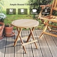 thumbnail image 6 of Teak Outdoor Side Table,Patio Table with Adjustable Feet, Small Round Side Tables, Elegant Accent Outdoor Tables for Balcony Porch Poolside(Round Tables Folding), 6 of 10