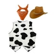 thumbnail image 4 of vastwit Cowboy Costume Kids Cowgirl Cosplay Outfits Cow Print Vest with Bandanna and Hat Set for Orange 10, 4 of 6