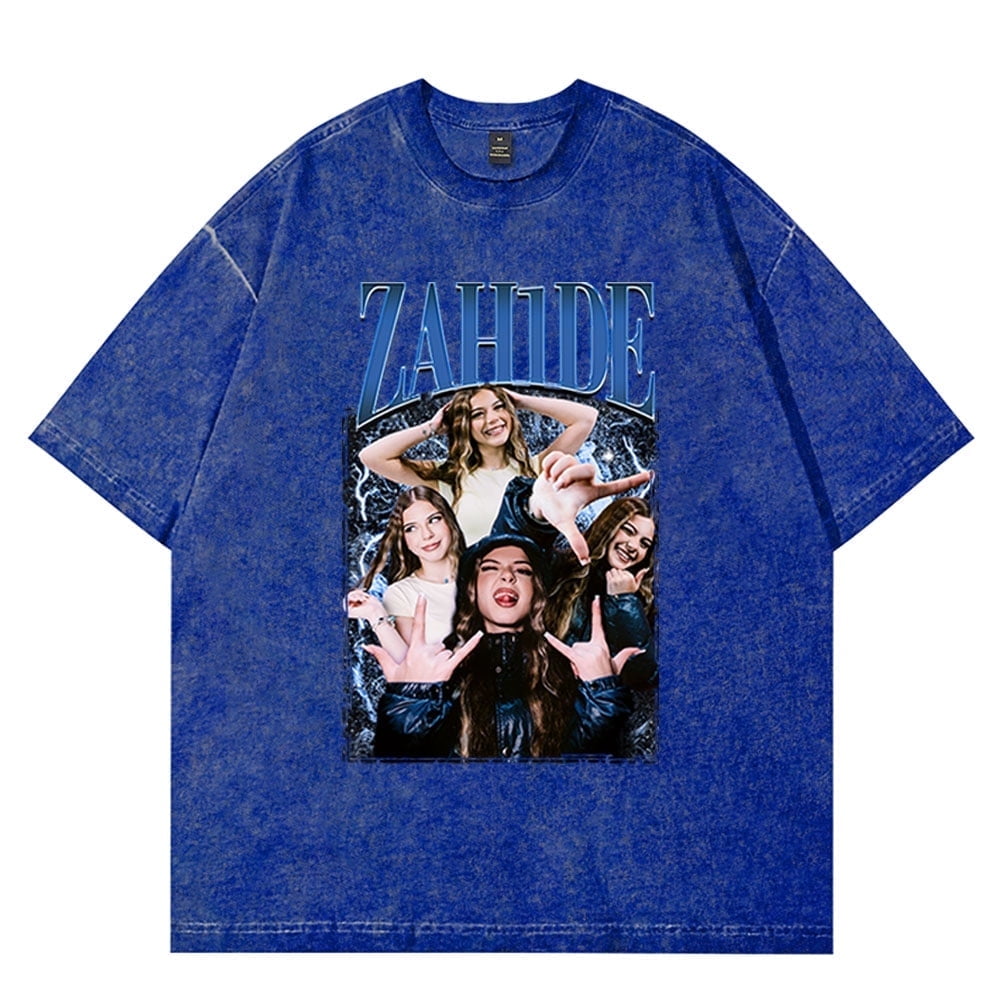 Zahide Rapper Vintage 90's Wash T-Shirts Summer Unisex Streetwear
