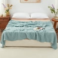thumbnail image 4 of Love's cabin 6 Layer 100% Cotton Queen Muslin Blankets for Adults, Soft Lightweight Breathable Gauze Blanket for Bed or Couch, 90" x 90" Cyan, 4 of 7