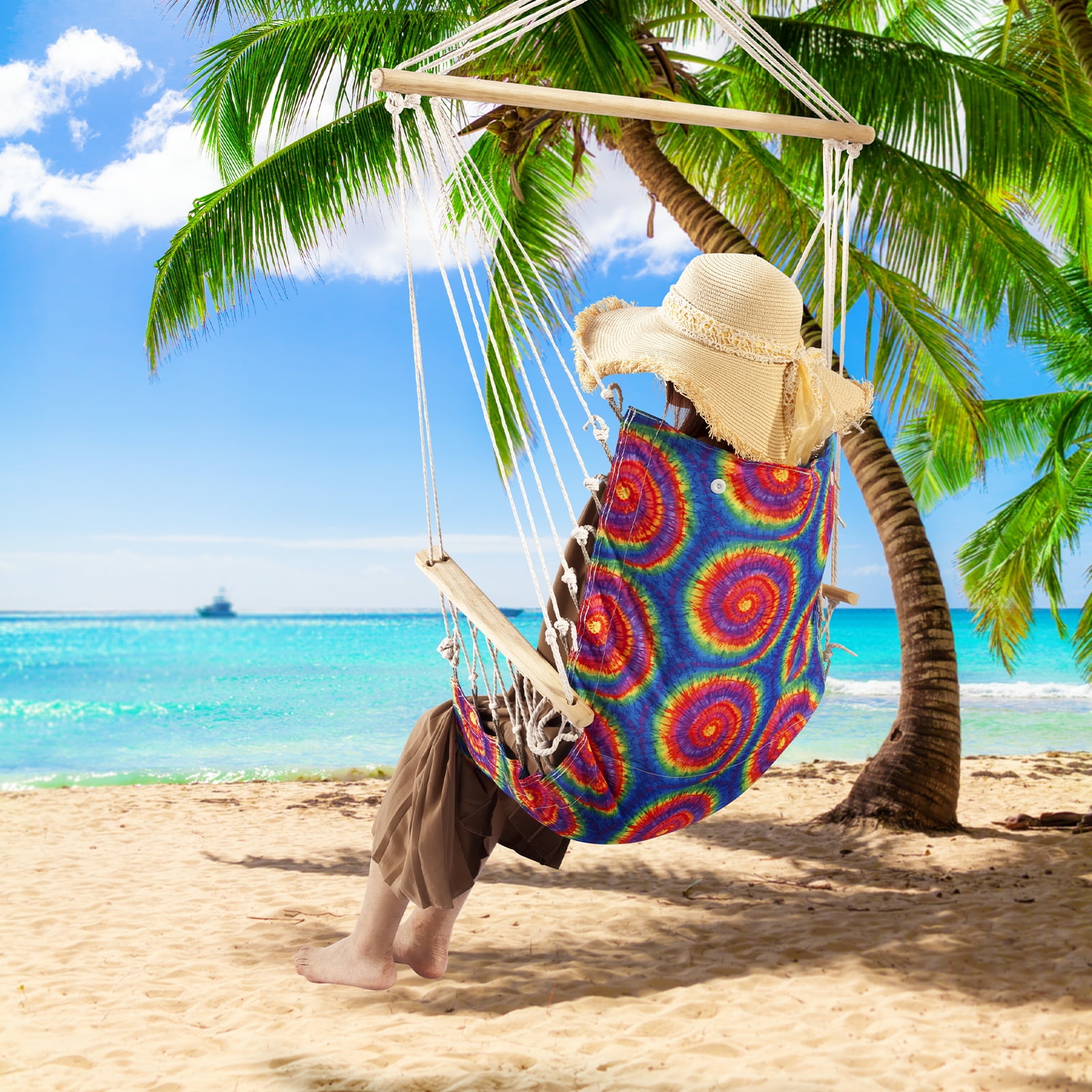 Hanging chair with Pillow & Arms-TieDye