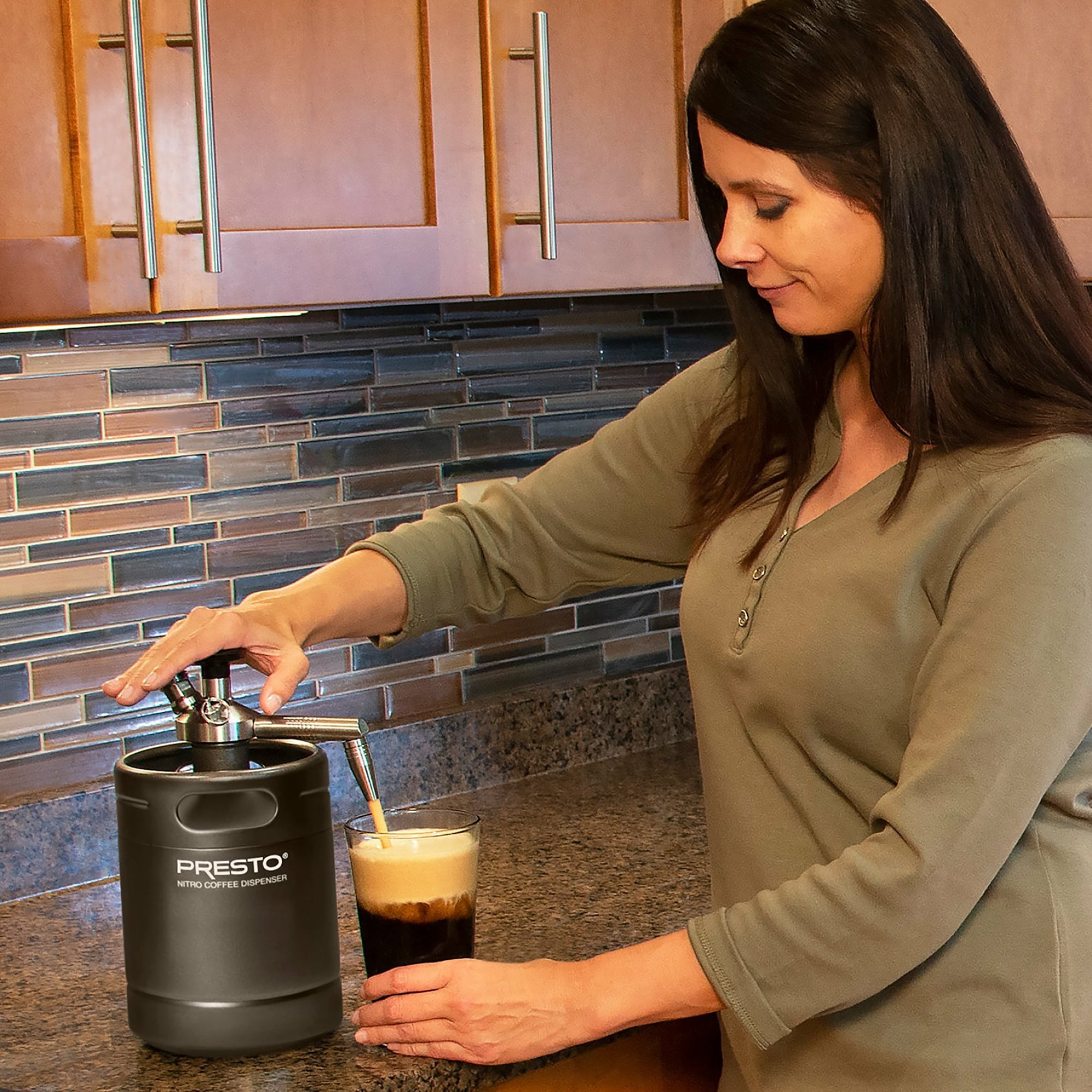 Presto Nitro Coffee Dispenser Stainless Steel 2 L Collapsible Beverage Dispenser