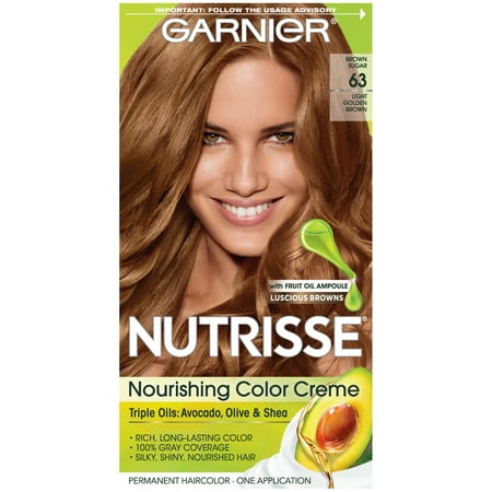 Garnier Nutrisse Nourishing Hair Color Creme (Browns), 63 Light Golden Brown (Brown Sugar), 1 (Best Store Bought Hair Dye Brand)