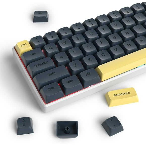 wqlpp-Black XDA Profile PBT Keycaps, 142-Keys Gentleman Custom keycaps for 60% 65% 75% 100% Fullsize US&ISO Layout Mechanical Gaming Keyboard (Gentleman)
