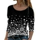 thumbnail image 1 of Blusa de manga larga con cuello redondo y estampado de flores florales para mujer Pompotops  FGAJ6717, 1 of 5