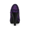 thumbnail image 2 of BLISSFUL STEP Women's Pump Plaid Platform Stiletto Heels Pumps Purple 6, 2 of 7