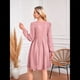 thumbnail image 4 of Vestido de Mujer con Mangas Largas Tipo Farol, Cuello Redondo, Falda Evasé, Moda de Otoño Rosa L, 4 of 7
