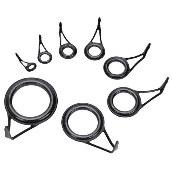 8Pcs Fishing Rod Guide Tip Top Ring Circle Pole Repair Kit Set Fishing 8 Sizes Stainless Steel & Ceramic Wear-Resistant Fishing Fangkenuo