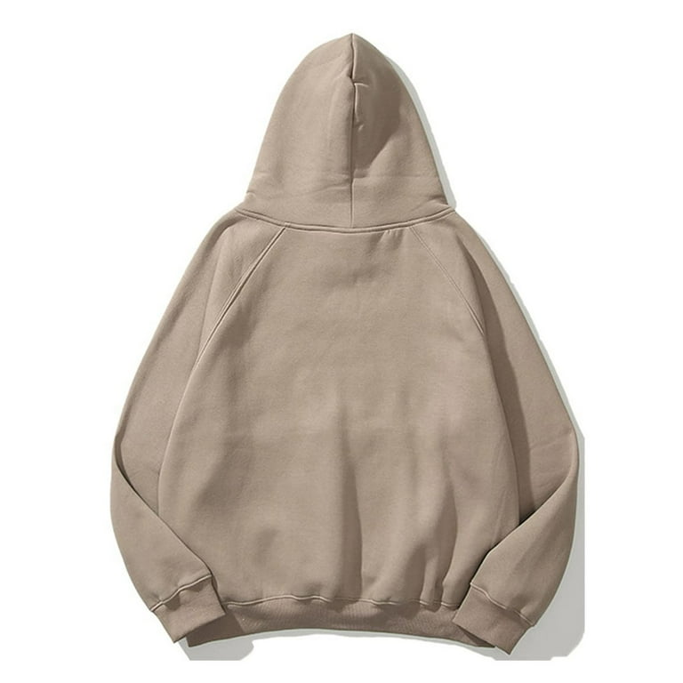 Rrunsv Hoodies for Men Women Long Sleeve Oversize Pullover Stylish Solid Color Streetwear Khaki XL Walmart