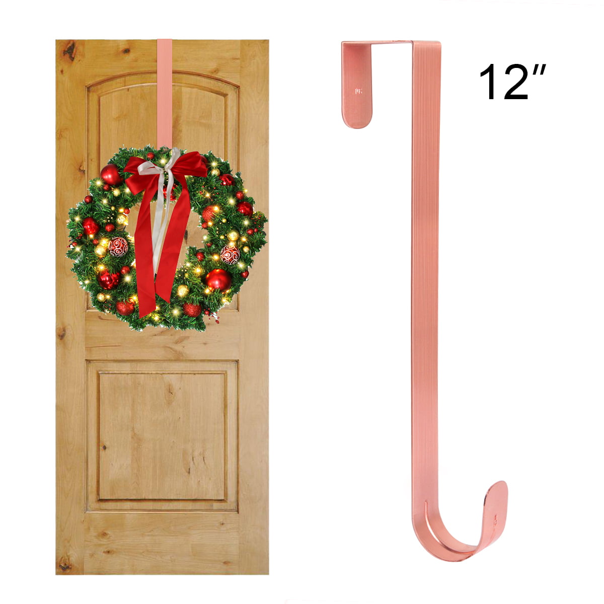 Over The Door Wreath Holder 18" Brown Metal Hook Clothes Hanger Towel Bag Decor 