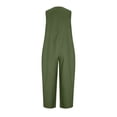 thumbnail image 4 of Summer Jumpsuits for Women Dressy 100% Cotton Loose Casual Pockets Solid Color Sleeveless Bodysuit with Three-Quarter Pants, 4 of 6