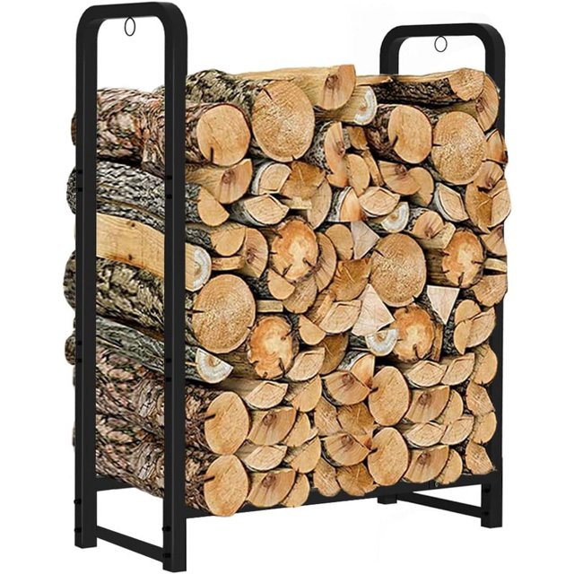 Support de Bois de Chauffage Robuste Porte-Bûches Support pour Foyer Extérieur Intérieur Mat