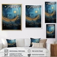 thumbnail image 4 of Designart "Cerulean Cycle Dreams: Moon In Blue And Gold" Moon Wall Art Living Room, 4 of 7