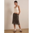 thumbnail image 5 of Brown Leopard Print Mesh Midi Skirt, Wrap Style, Casual Retro, 5 of 5
