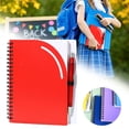thumbnail image 2 of Ruled Spiral Notebook with Pen & Pen Holder, Kraft Cover Wirebound Notebooks Journals, Memo Notepads Planner for Business Office Home Outdoor Travel, 140 Pages/70 Sheets, 1set(Red,7x5.9"), 2 of 9