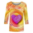 thumbnail image 4 of QTOCIO 3/4 Hauts à Manches pour Femmes, Hauts d'Été à Manches 3/4 pour Femmes, T-Shirts de Mode Décontractés Col Rond Manches 3/4 T-Shirt Ample Blouses pour Dames, 4 of 5