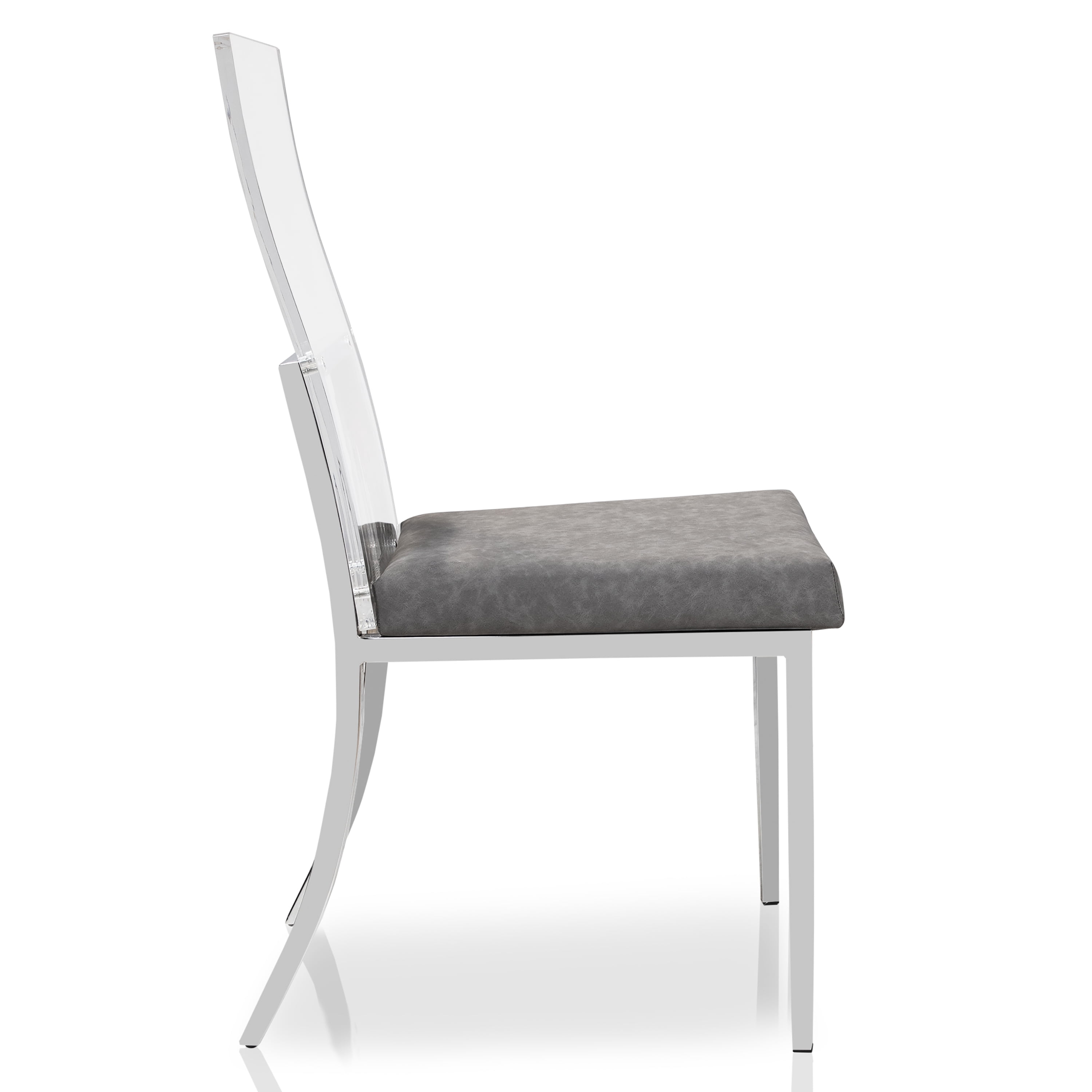 Furniture of America Santo Padded Gray Faux Leather and Chrome Side Chairs (Set of 2)