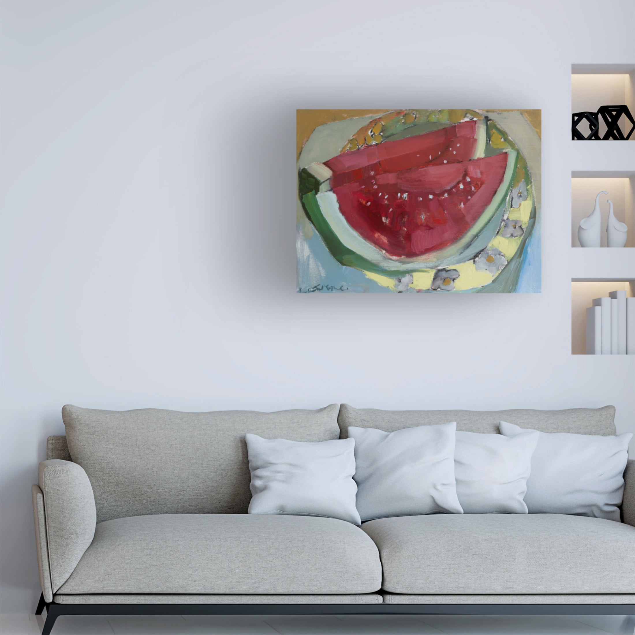 Canvas Wall Art - Erin McGee Ferrell 'Watermelon II' Wall Art for Living Room, Bedroom, or Office Décor by Trademark Fine Art - 32 x 24 Inches