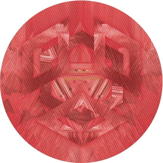Ahgly Company Indoor Round Patterned Shocking Orange Area Rugs, 3' Round