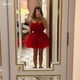 thumbnail image 1 of Qanz-vestido De cóctel rojo corto, batas De Promo sin mangas De tul fruncido, vestido corto De fiesta, Vestidos De Fiesta personalizados, 1 of 5