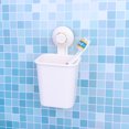 thumbnail image 3 of 1pc Suction Cup Toothbrush Holder Punch Free Toothpaste Rack Simple Wall Toiletries Organizer (White), 3 of 8