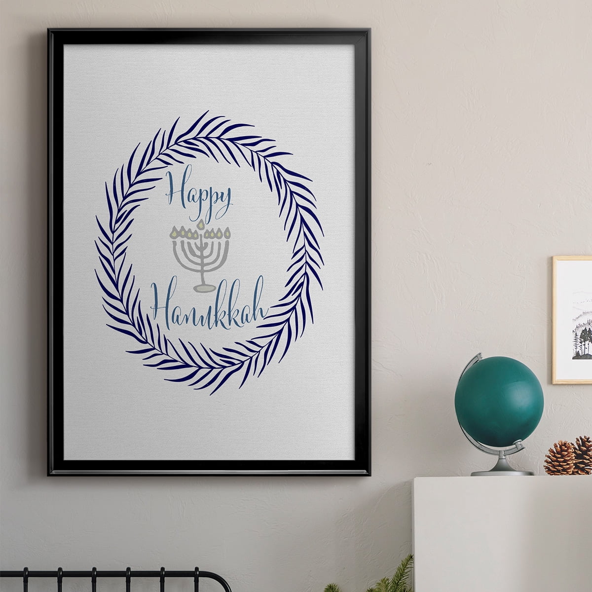 Hanukkah Wreath Premium Framed Print - Ready to Hang