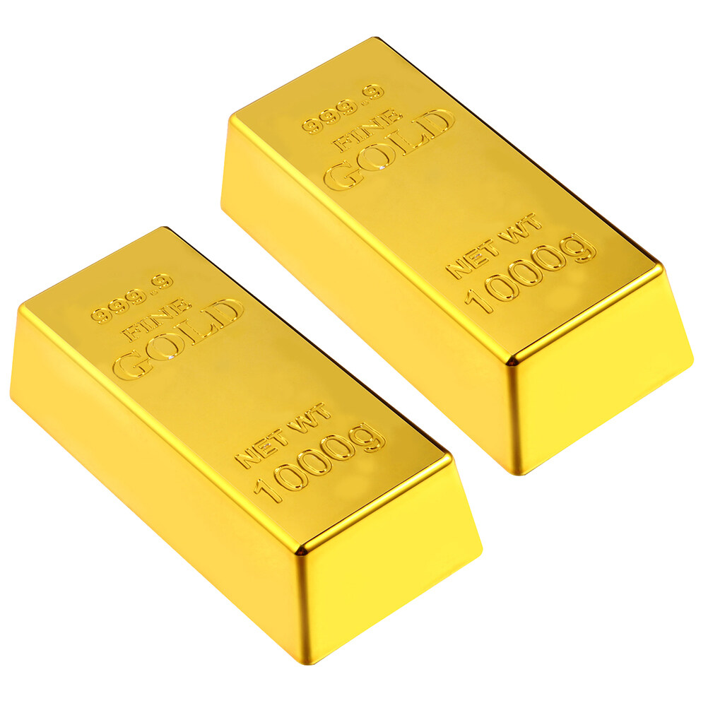 NUOLUX 1 Set 2 Pcs Simulated Plastic Hollow Gold Bars Gold Bricks Props