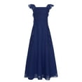 thumbnail image 3 of vastwit Junior Bridesmaid Chiffon Flower Girl Dress Sleeveless Square Neck Vintage Pageant Evening Party Gowns Dark Blue 12, 3 of 6