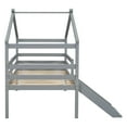 thumbnail image 4 of Bellemave Twin Size Low Loft House Bed Frame with Slide and Ladder House Bed With Roof and Guardrails Junior Loft Bed Solid Wood Bed, No Box Spring Needed, Gray, 4 of 10