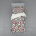 thumbnail image 2 of Ambesonne Retro Bedding Set 4 Pcs, Colored Boho Flowers Leaf, Queen, Grey and Hot Pink, 2 of 3