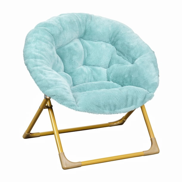 Flash Furniture Gwen 23" Kids Cozy Mini Folding Saucer Chair, Faux Fur Moon Chair for Toddlers