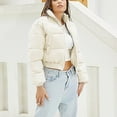 thumbnail image 5 of Drses Womens Cropped Puffer Jacket Warm Winter Padded Quilted Long Sleeve Zip Up Casual Short Bubble Coat with Pockets, 5 of 7