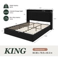 thumbnail image 6 of Amolife King Size Lift Up Storage Platform Bed Frame with Velvet Built-in Charging Station Wingback Headboard, Black, 6 of 15