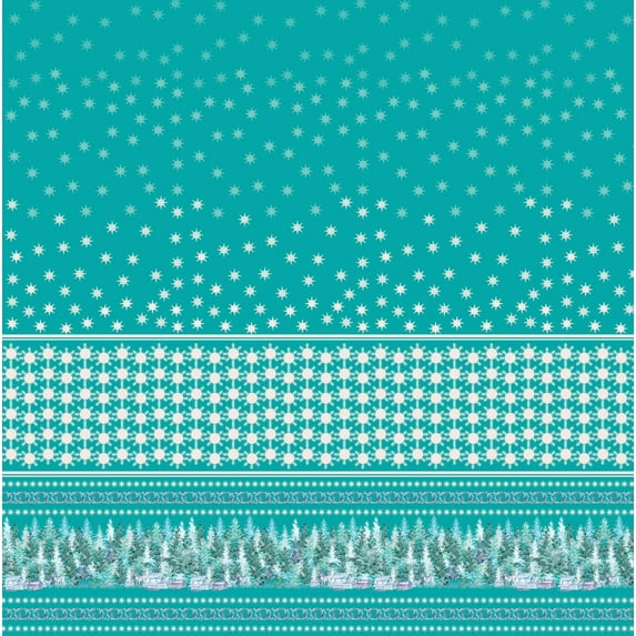 Soimoi Crepe Silk Fabric Snowflake,Wreath & Tree Panel Print Fabric by the Yard 42 Inch Wide