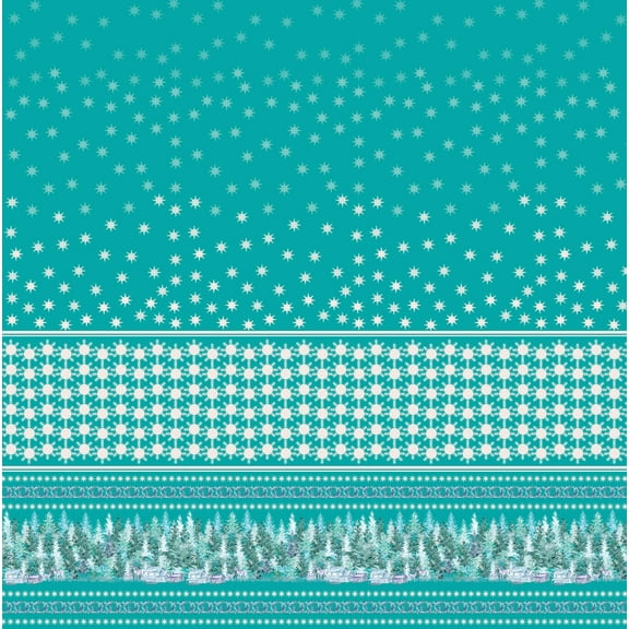 Soimoi Crepe Silk Fabric Snowflake,Wreath & Tree Panel Print Fabric by the Yard 42 Inch Wide