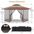 thumbnail image 3 of Vitarpatio 13' x 13' Pop Up Gazebo, Hexagonal Outdoor Gazebo Instant Patio Gazebo 2-Tier Roof Event Tent with Zippered Mesh Netting, Steel Frame and Wheeled Carrying Bag, Brown, 3 of 9