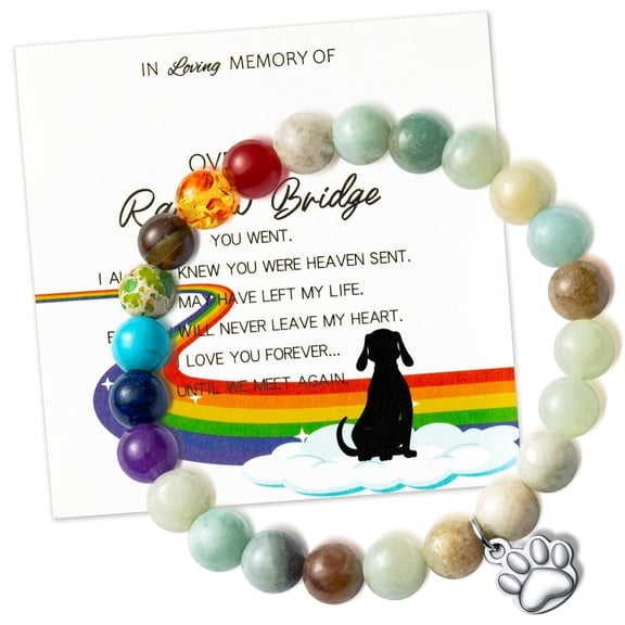 MALLMALL6 Rainbow Beaded Bracelet for Pet Memorial Gifts,1Count