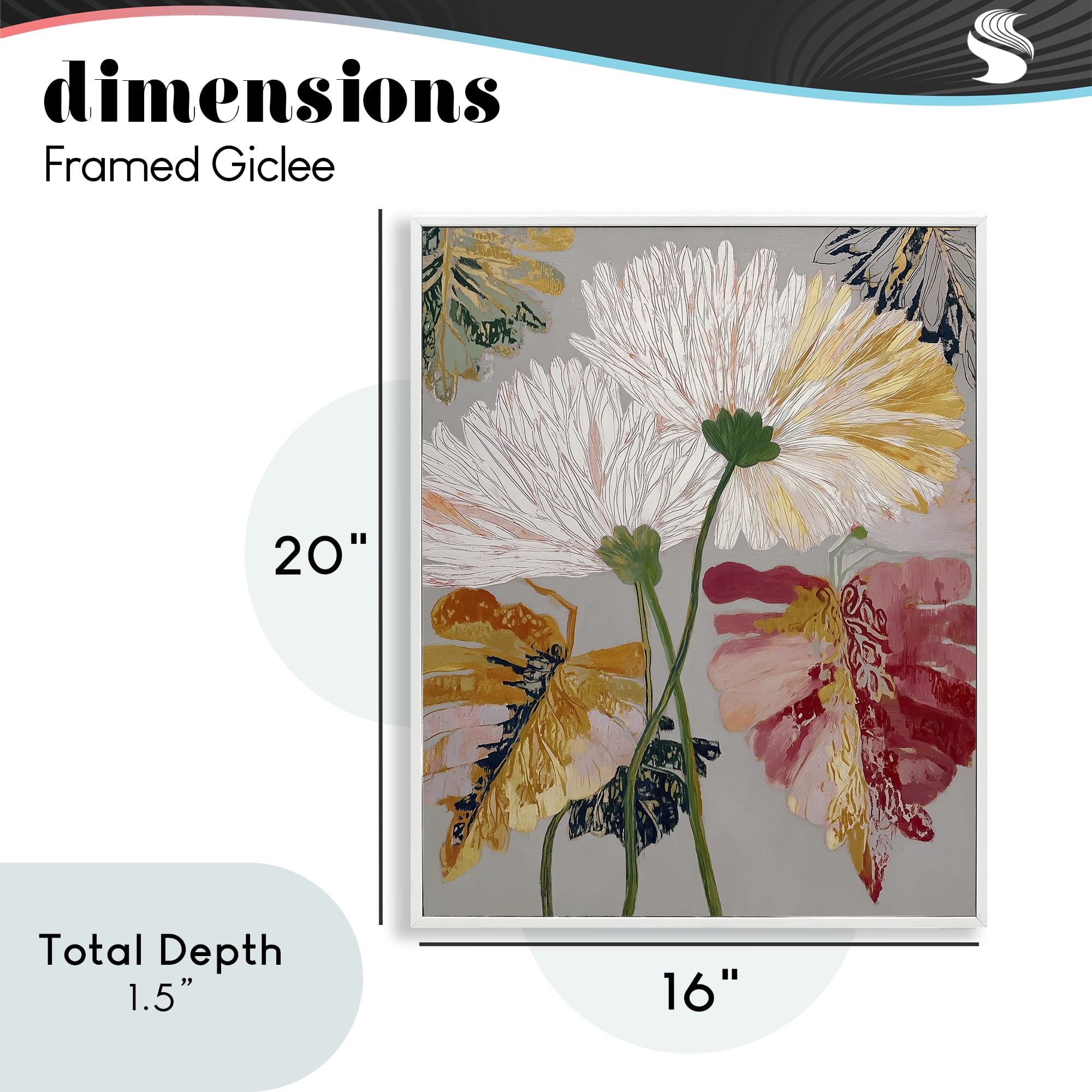 Playful Assumptions Flowers White Framed Giclee Art, design by Annabelle Hall