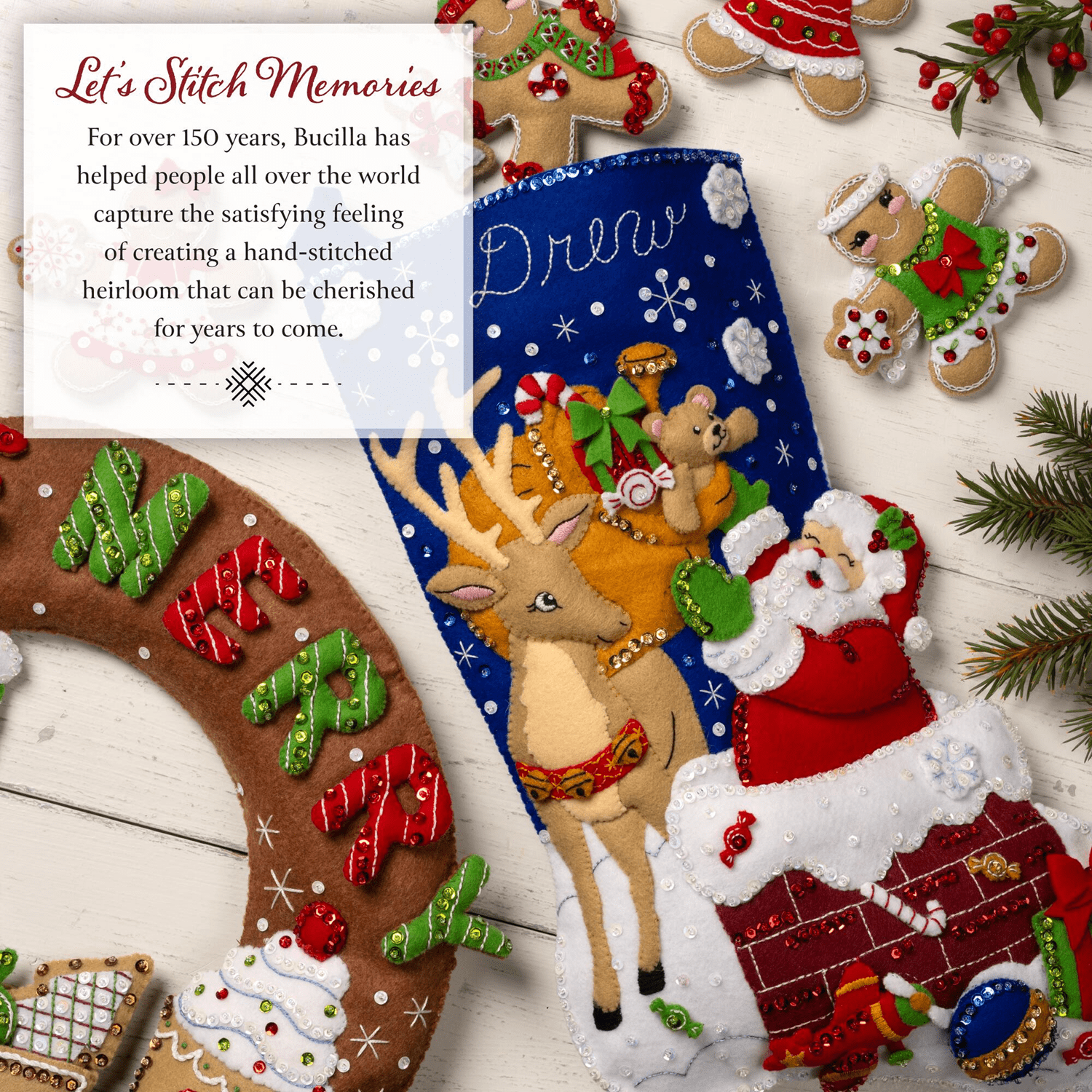 Bucilla Christmas Tree Surprise 18 in Multicolor Felt Stocking Kit