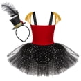 thumbnail image 2 of Oyolan Tenue de Cirque d'Halloween pour Filles, Justaucorps-Robe Tutu en Maille à Paillettes avec Mini Chapeau Haut de Forme Rouge 8, 2 of 7