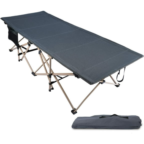 Oversized Camping Cots for Adults 500lbs, 33.5'' Extra Wide Tall Sleeping Cots Heavy Duty, XL Cots Portable for Outdoor Indoor Office, Dark Grey