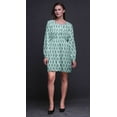 thumbnail image 2 of Bimba Robe Midi à Manches Longues Imprimé Floral Damassé Pochoir Vert Vêtements pour Femmes-Petit, 2 of 7
