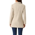thumbnail image 3 of INSPIRE CHIC Women's Winter Overcoat Mid-Length Notch Lapel Single-Breasted Peacoat S Beige, 3 of 5