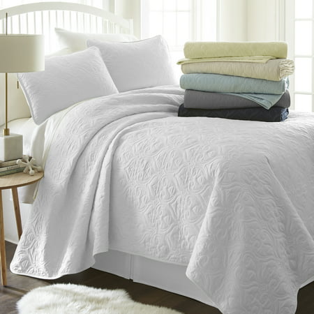 Noble Linens Premium Ultra Soft Damask Pattern Quilted Queen Coverlet (Everyday Best Quilt Pattern)