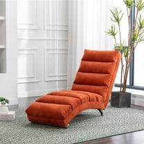 Syngar Modern Linen Chaise Lounge Chair, Orange, Ergonomic and Massage