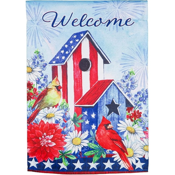 Stars and Stripes Birdhouse Garden Suede Flag