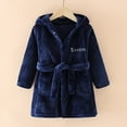 thumbnail image 2 of Caqnni Flannel Toddler Kids Robe Baby Boys Girls Cartoon Bathrobes Hooded Warm Flannel Night Robe Sleepwear Pajamas Pjs Homewear for 2-7 Years (A01-Navy,2-3 Years), 2 of 3